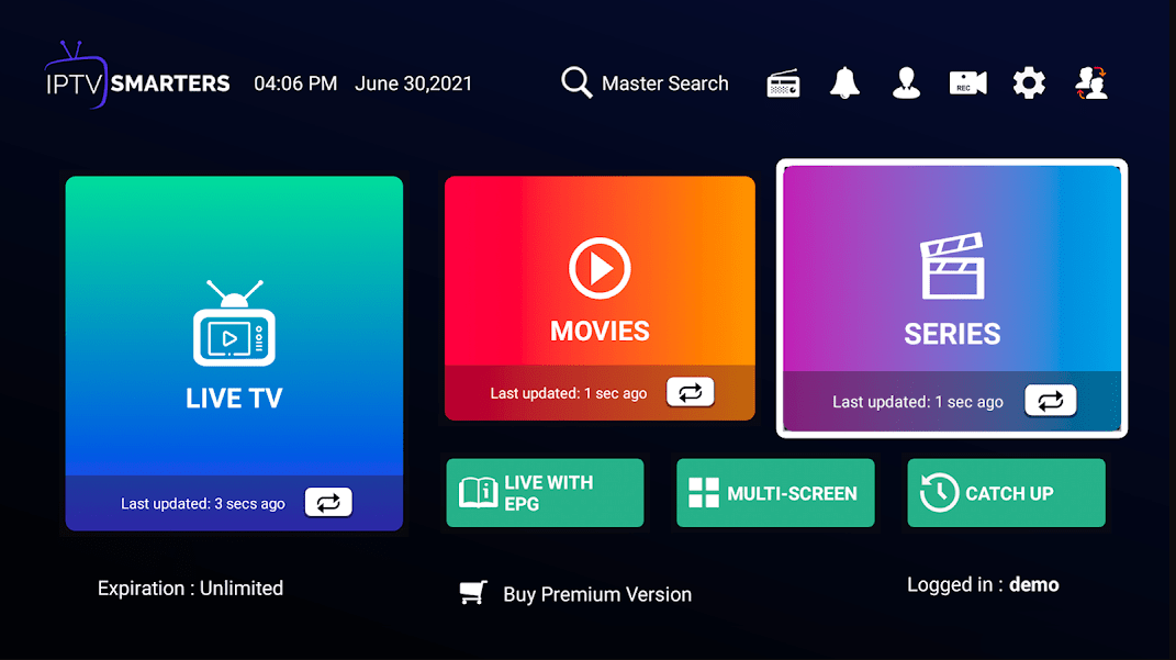 IPTV Smarters — Interface