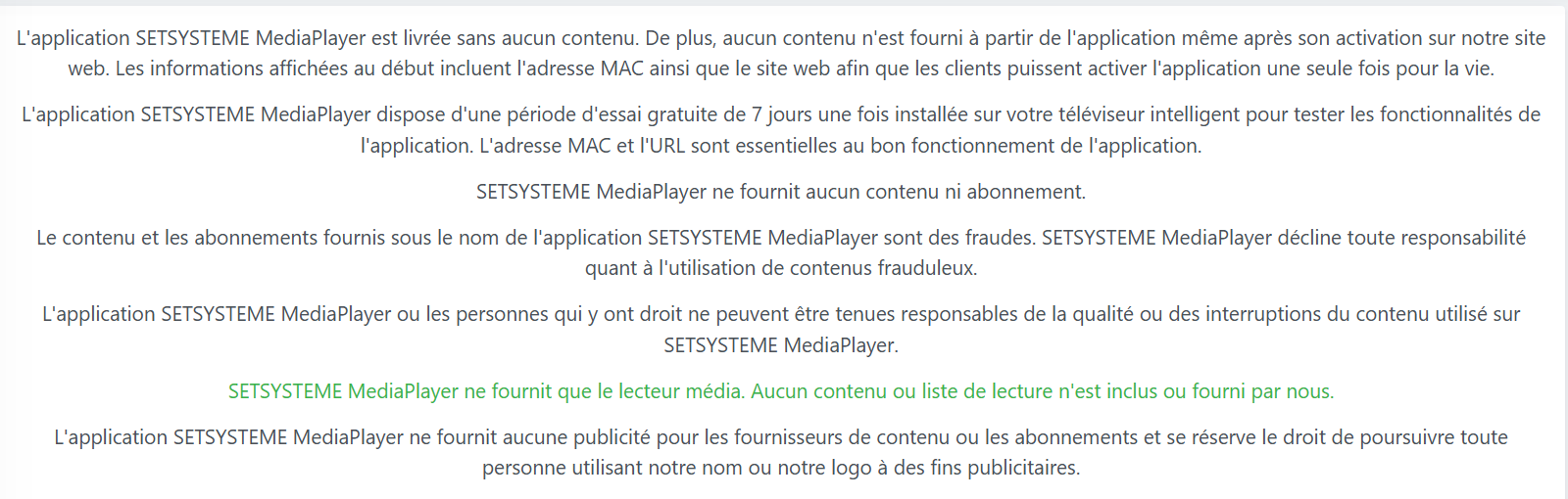 Informations sur le lecteur média