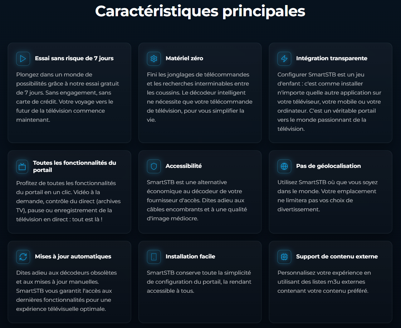Caractéristiques principales